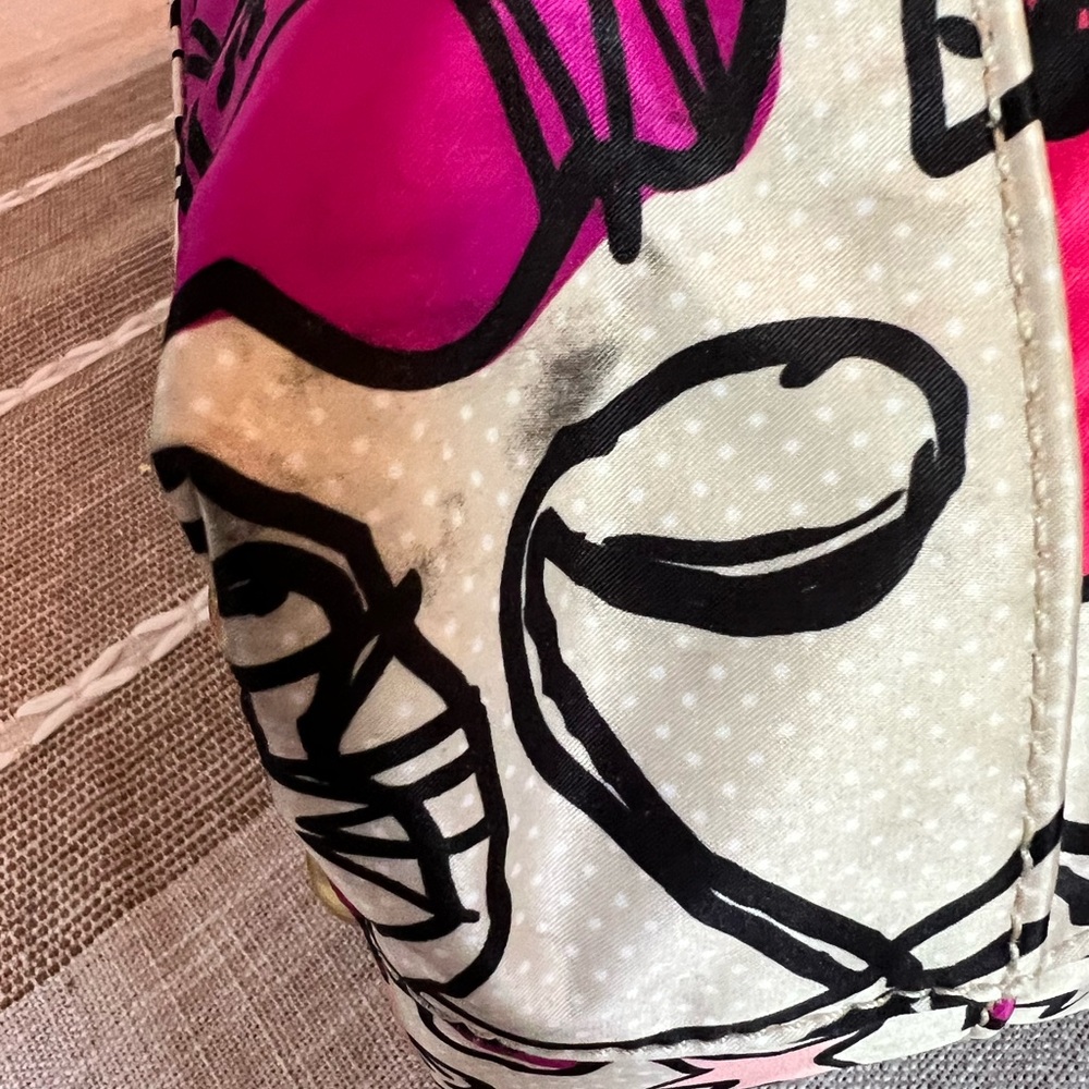 🌸🌺Coach Floral Print Nylon Tote Bag Pink Multi Weekender Crossbody - Picture 6 of 13